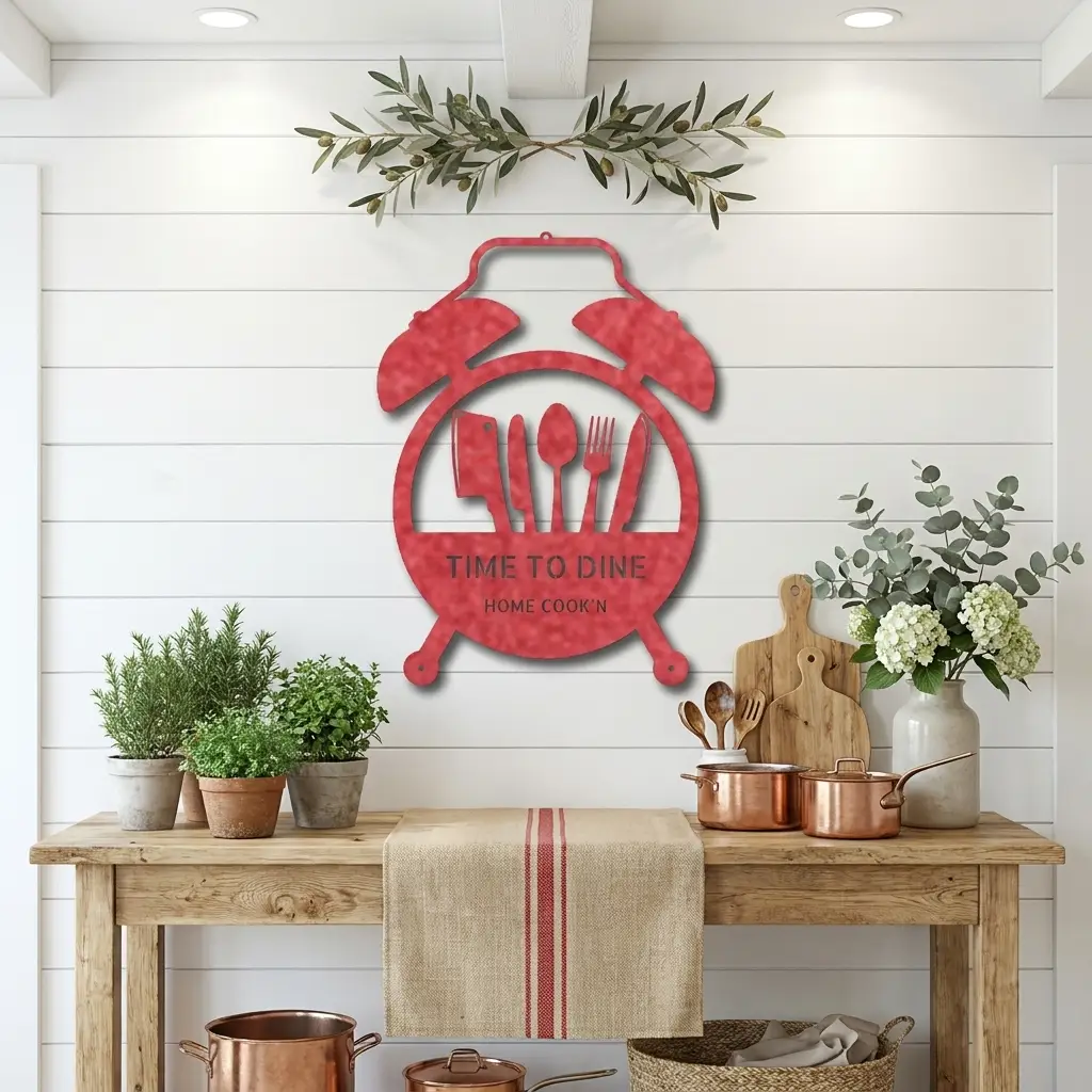 Food Time Kitchen Timer Custom Name Indoor Outdoor Steel Wall Sign
