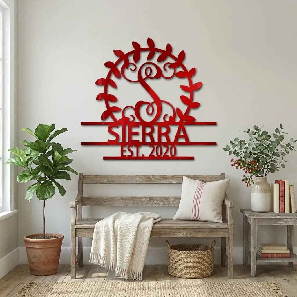 Custom Crest Metal Wall Sign – Personalized Family Name, Monogram, and Established Year – Made in the USA – 5 Sizes & Colors