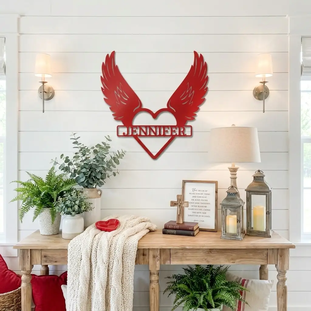 Personalized Angel Wings Memorial Metal Wall Art – Custom Name Remembrance Sign – Sympathy Gift – In Loving Memory Decor – Bereavement Gift