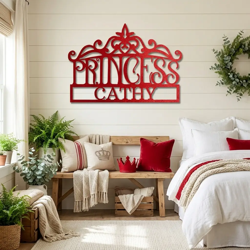 Personalized Princess Crown Metal Wall Art | Custom Princess Name Sign | Princess Bedroom Decor | Girls Room Metal Sign | Made in USA