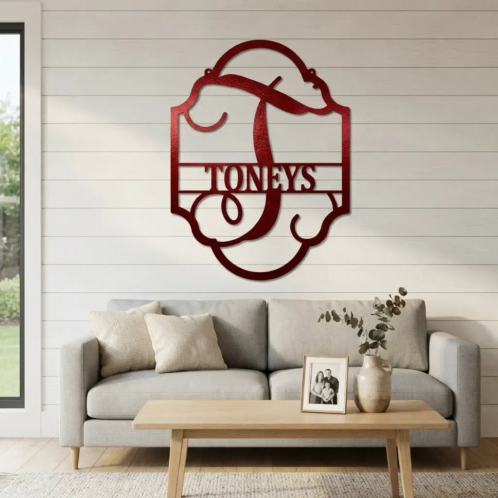 Elegant Personalized Monogram Metal Wall Art – Custom Initial and Family Name Sign – Decorative Steel Wall Decor – Wedding & Housewarming Gift