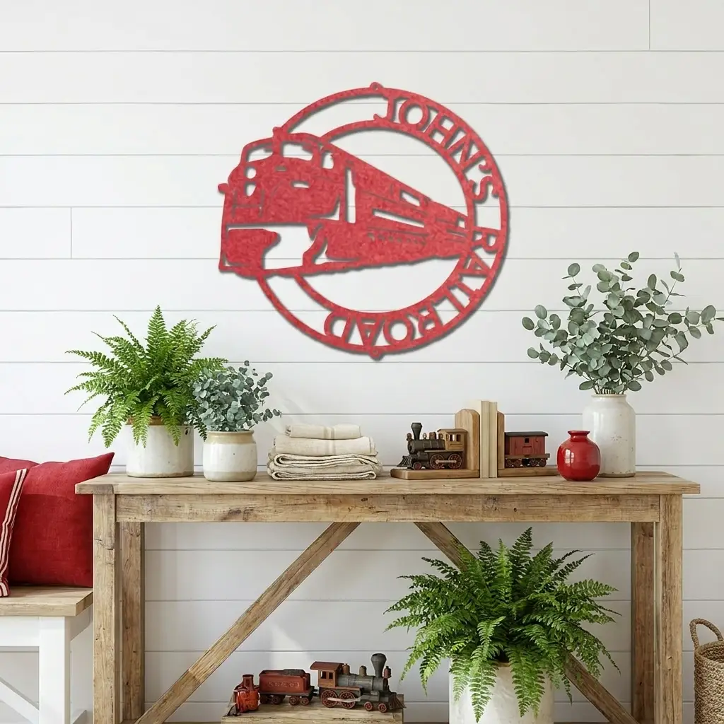 Railroad Train Metal Wall Art – Locomotive Wall Decor – Railroad Enthusiast Gift – Train Lover Wall Sign