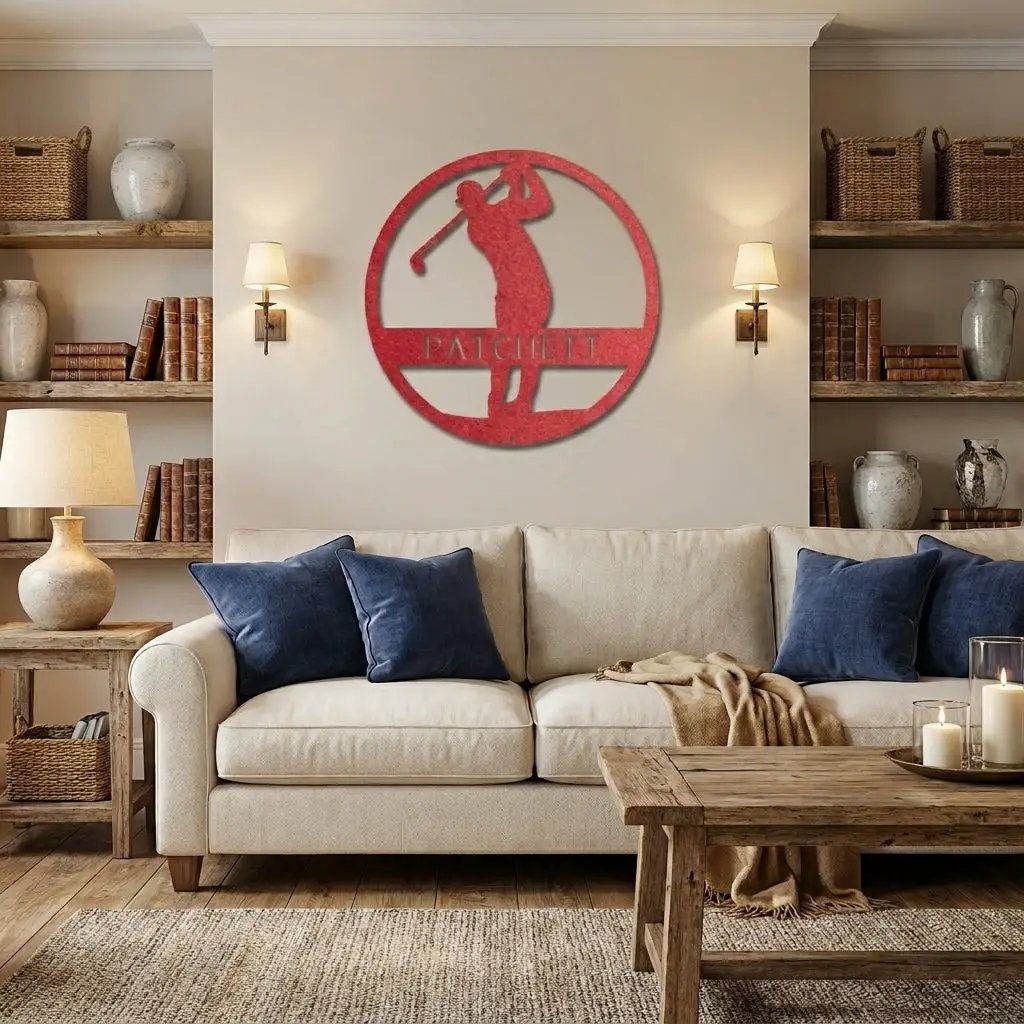 Personalized Golfer Metal Wall Art Custom Name Golf Sign Man Cave Decor Golf Gift for Dad Golf Lover Metal Wall Sign Outdoor Decor
