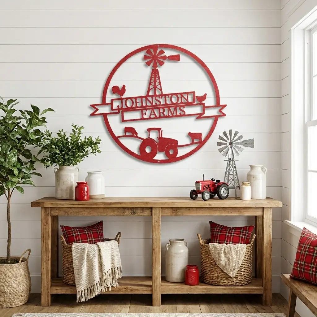 Farm Banner Custom Monogram Metal Sign Wall Art