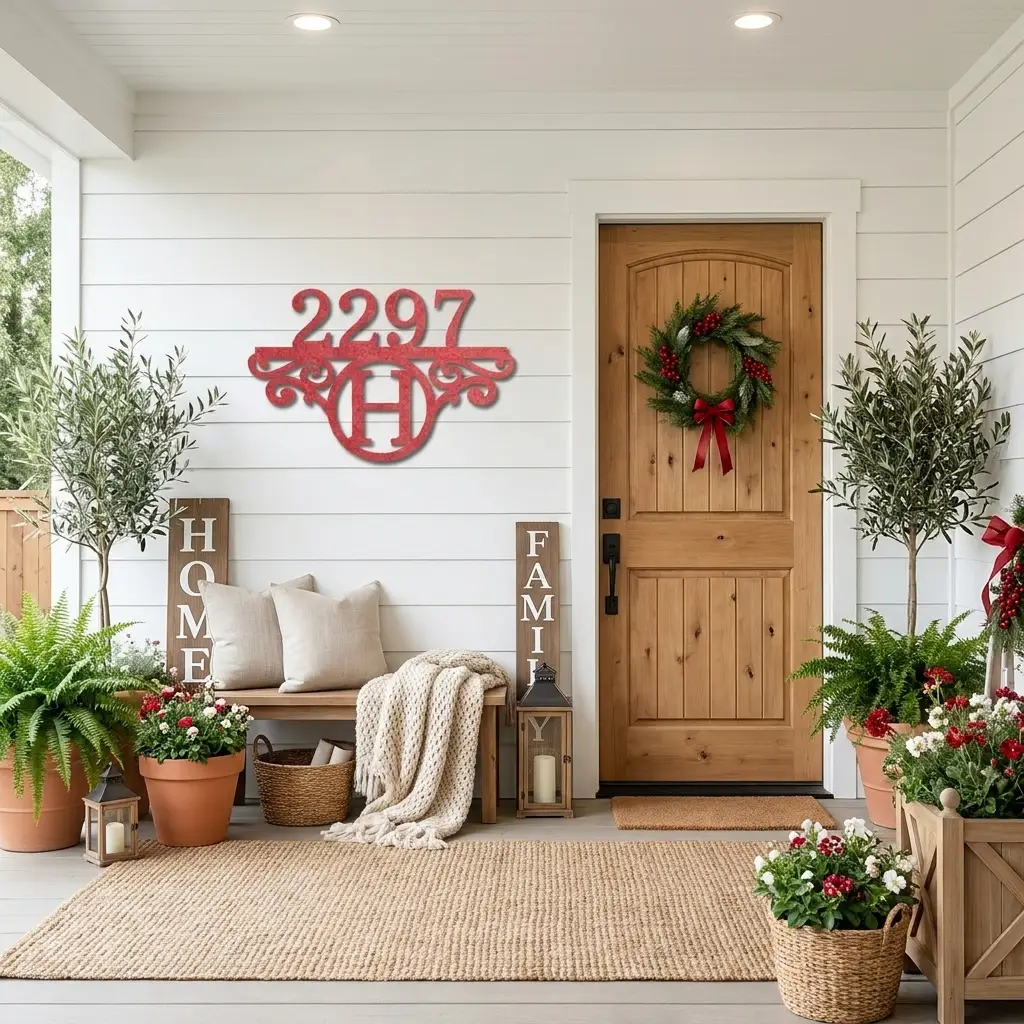 Initial Address Monogram Personalized Indoor Outdoor Steel Wall Sign Art