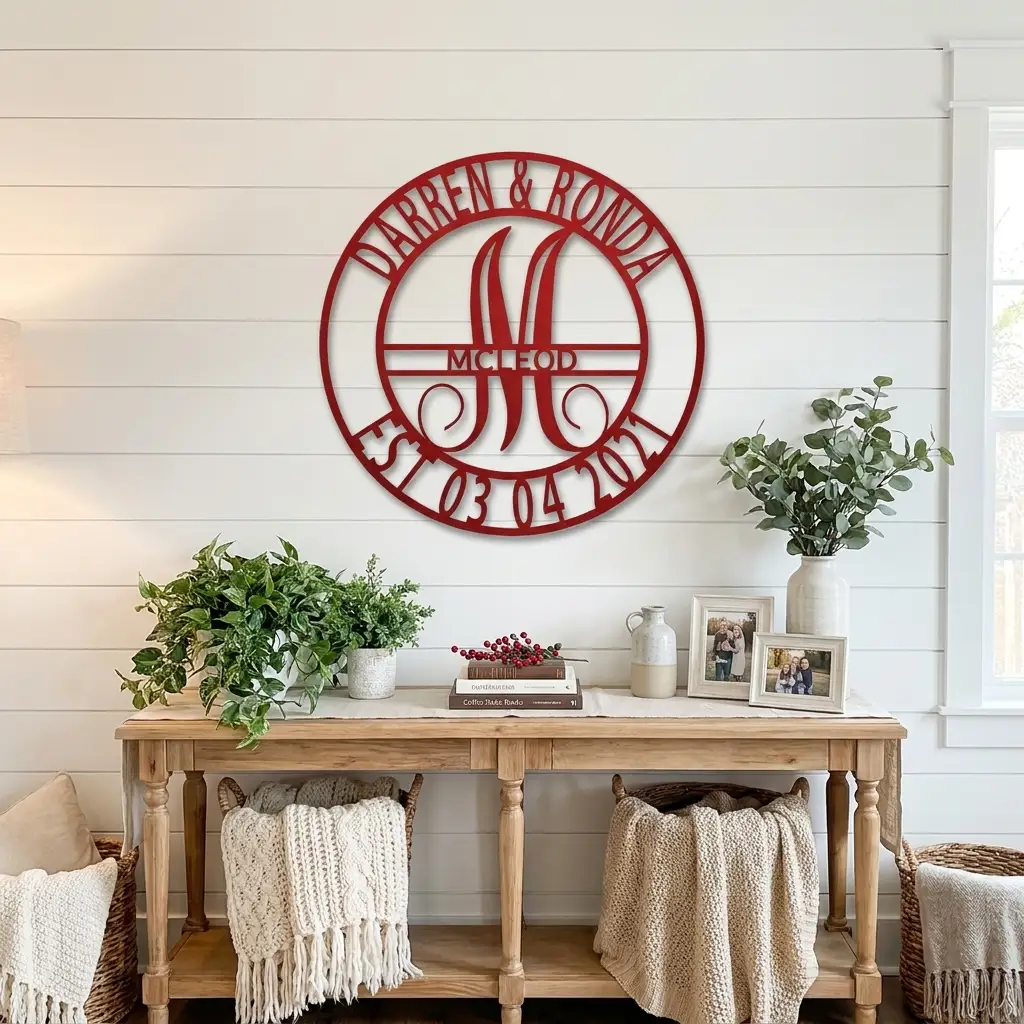 Personalized Split Letter Monogram Metal Wall Art – Custom Family Name Sign – Wedding Gift – Housewarming Decor – Last Name Steel Sign
