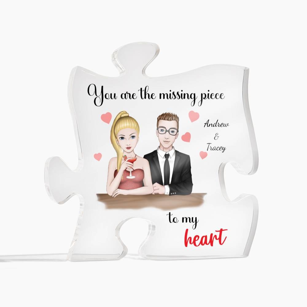 Romantic Couples Gift You Are the Missing Piece to My Heart Acrylic Puzzle Plaque - Mallard Moon Gift Shop