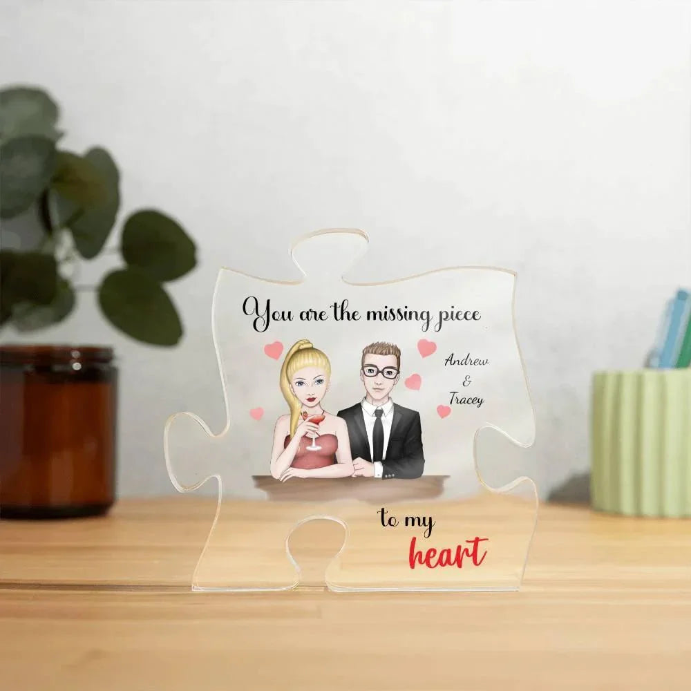 Romantic Couples Gift You Are the Missing Piece to My Heart Acrylic Puzzle Plaque
