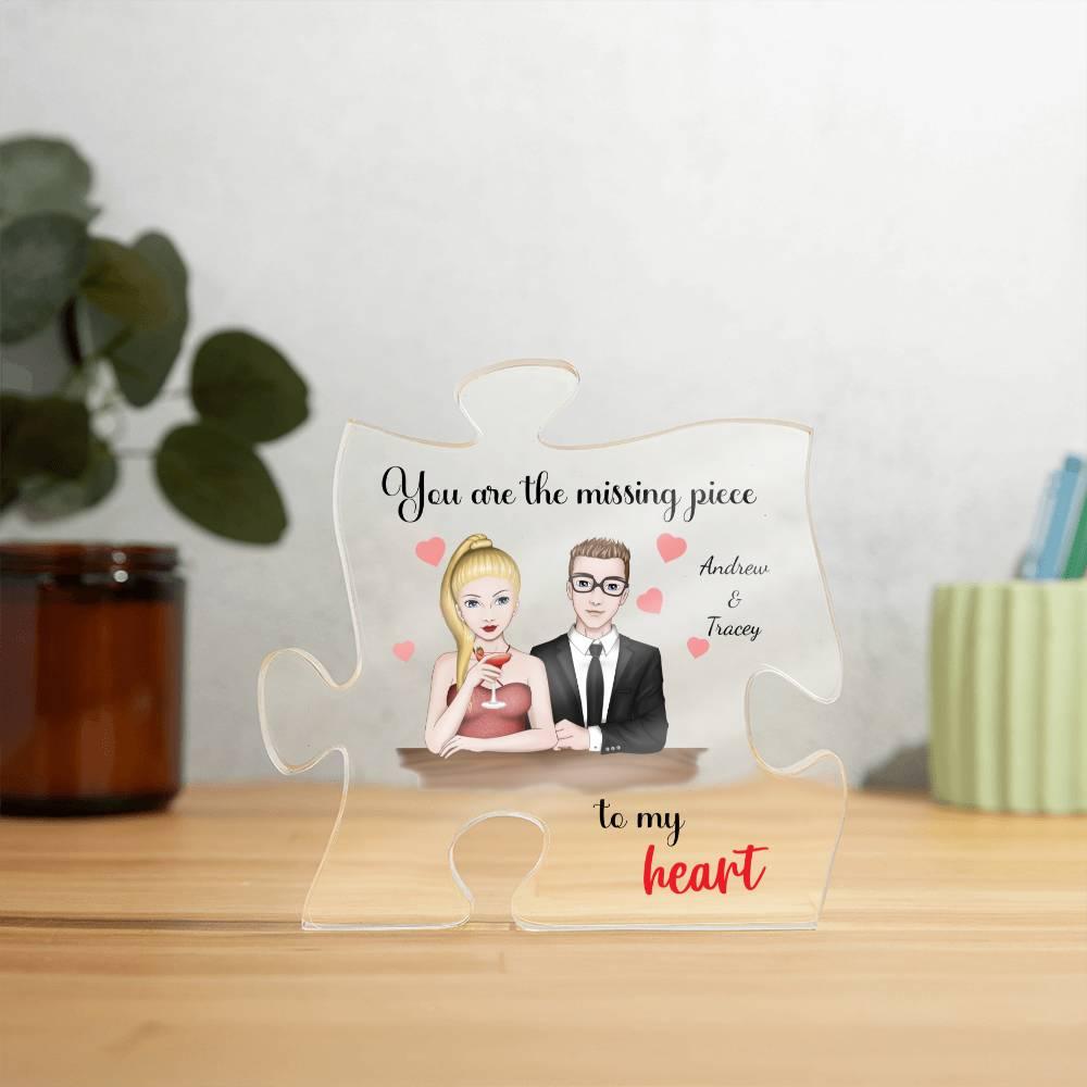 Romantic Couples Gift You Are the Missing Piece to My Heart Acrylic Puzzle Plaque - Mallard Moon Gift Shop