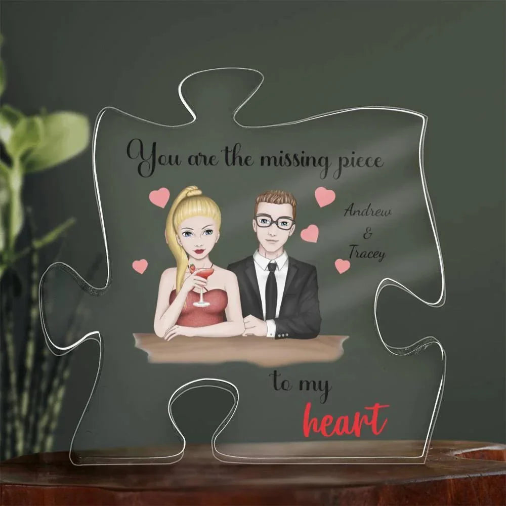 Romantic Couples Gift You Are the Missing Piece to My Heart Acrylic Puzzle Plaque