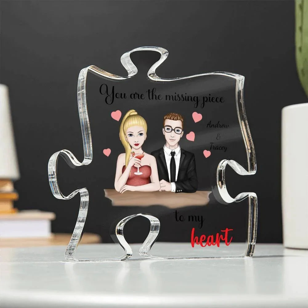 Romantic Couples Gift You Are the Missing Piece to My Heart Acrylic Puzzle Plaque