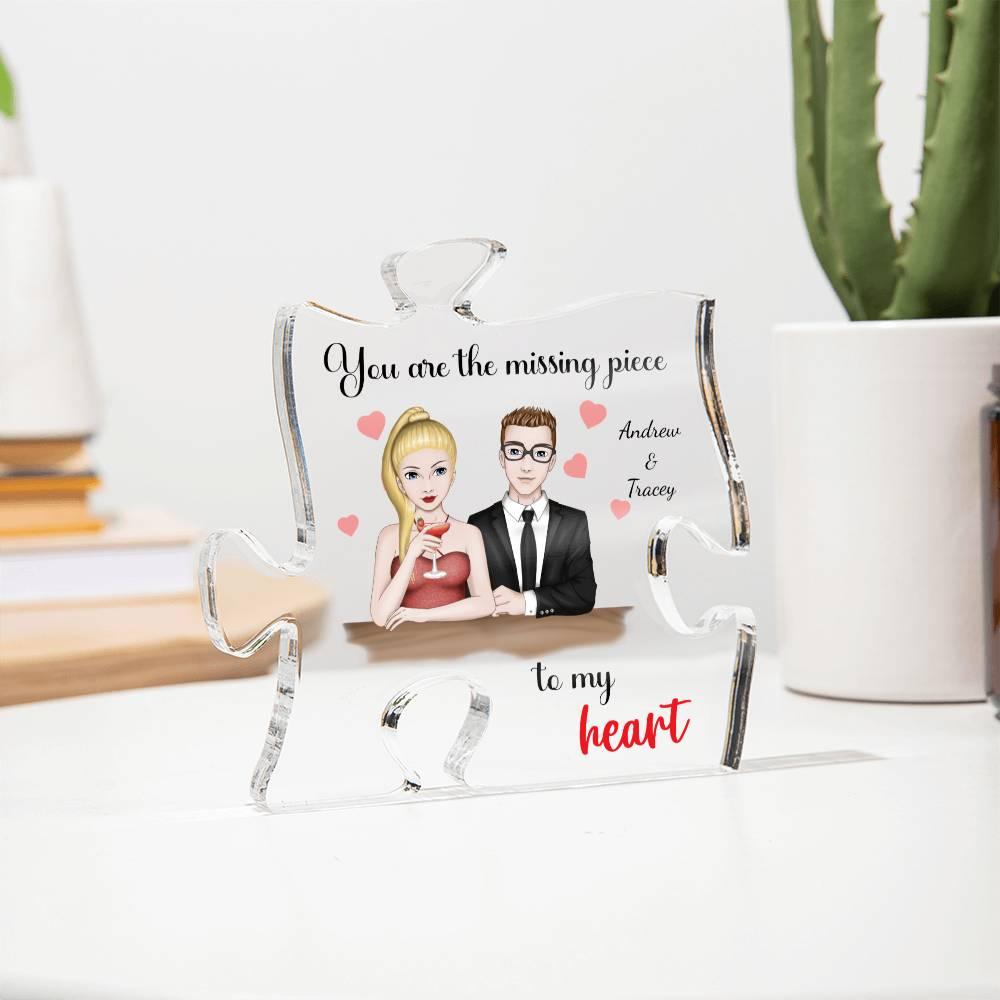 Romantic Couples Gift You Are the Missing Piece to My Heart Acrylic Puzzle Plaque - Mallard Moon Gift Shop
