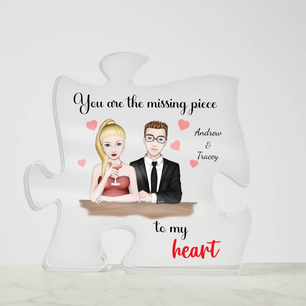 Romantic Couples Gift You Are the Missing Piece to My Heart Acrylic Puzzle Plaque - Mallard Moon Gift Shop