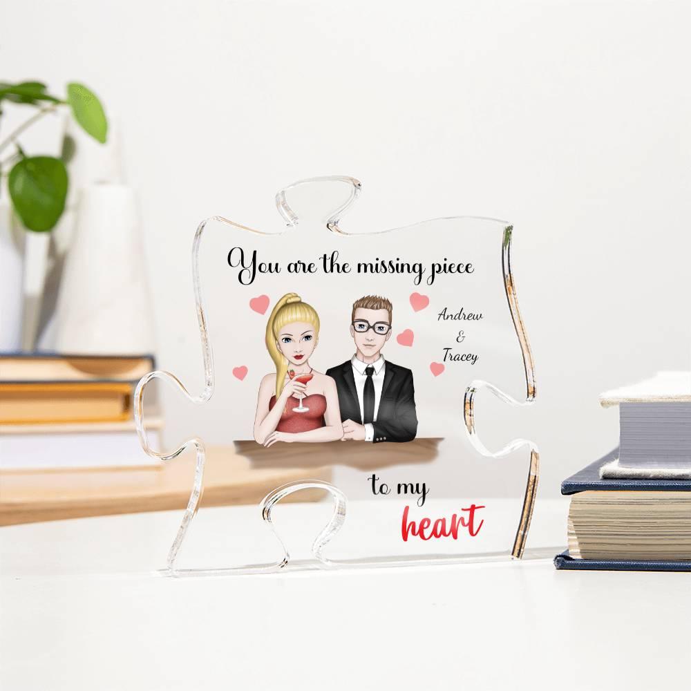 Romantic Couples Gift You Are the Missing Piece to My Heart Acrylic Puzzle Plaque - Mallard Moon Gift Shop