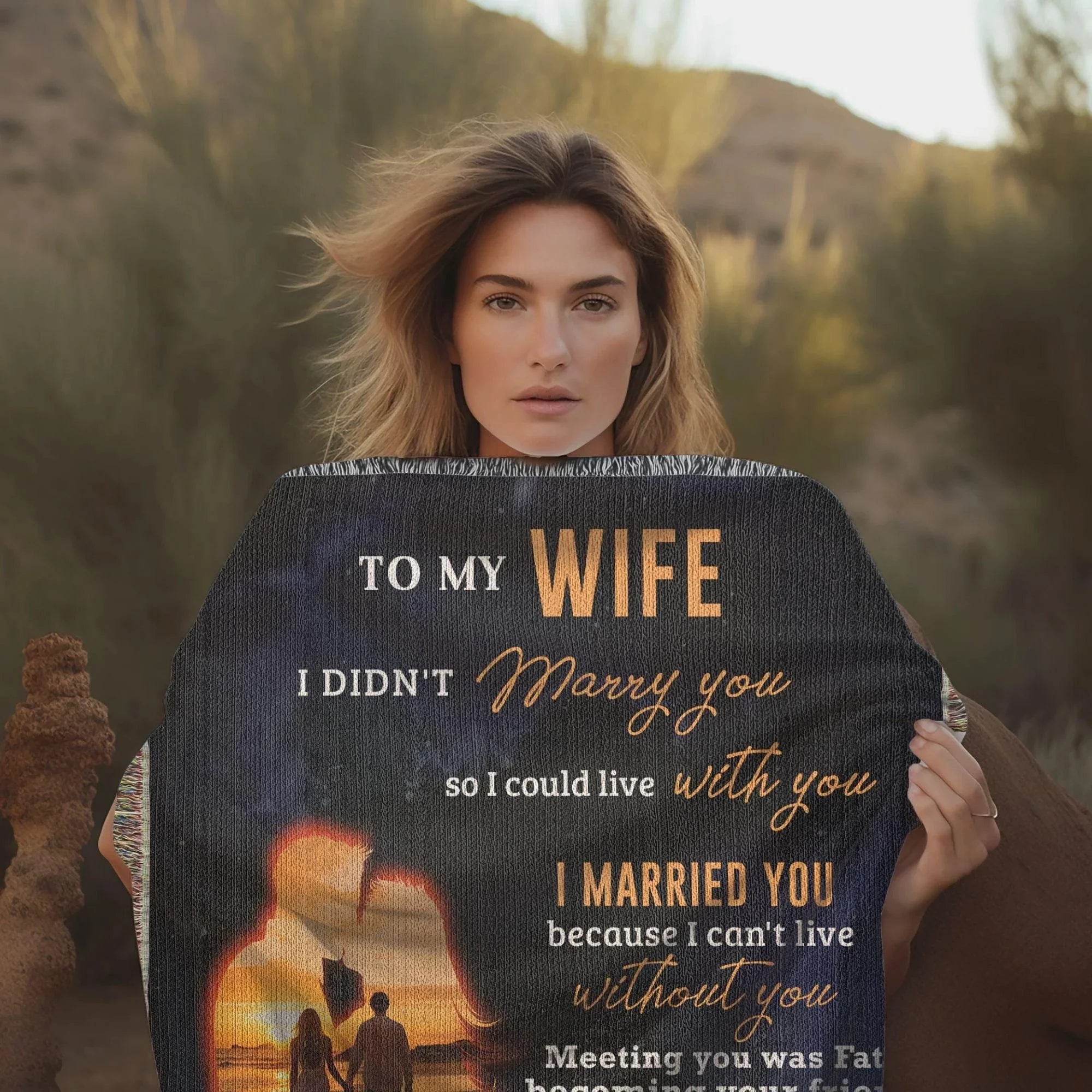 Romantic Gift for Wife - I Can't Live without You Custom Heirloom Woven Blanket