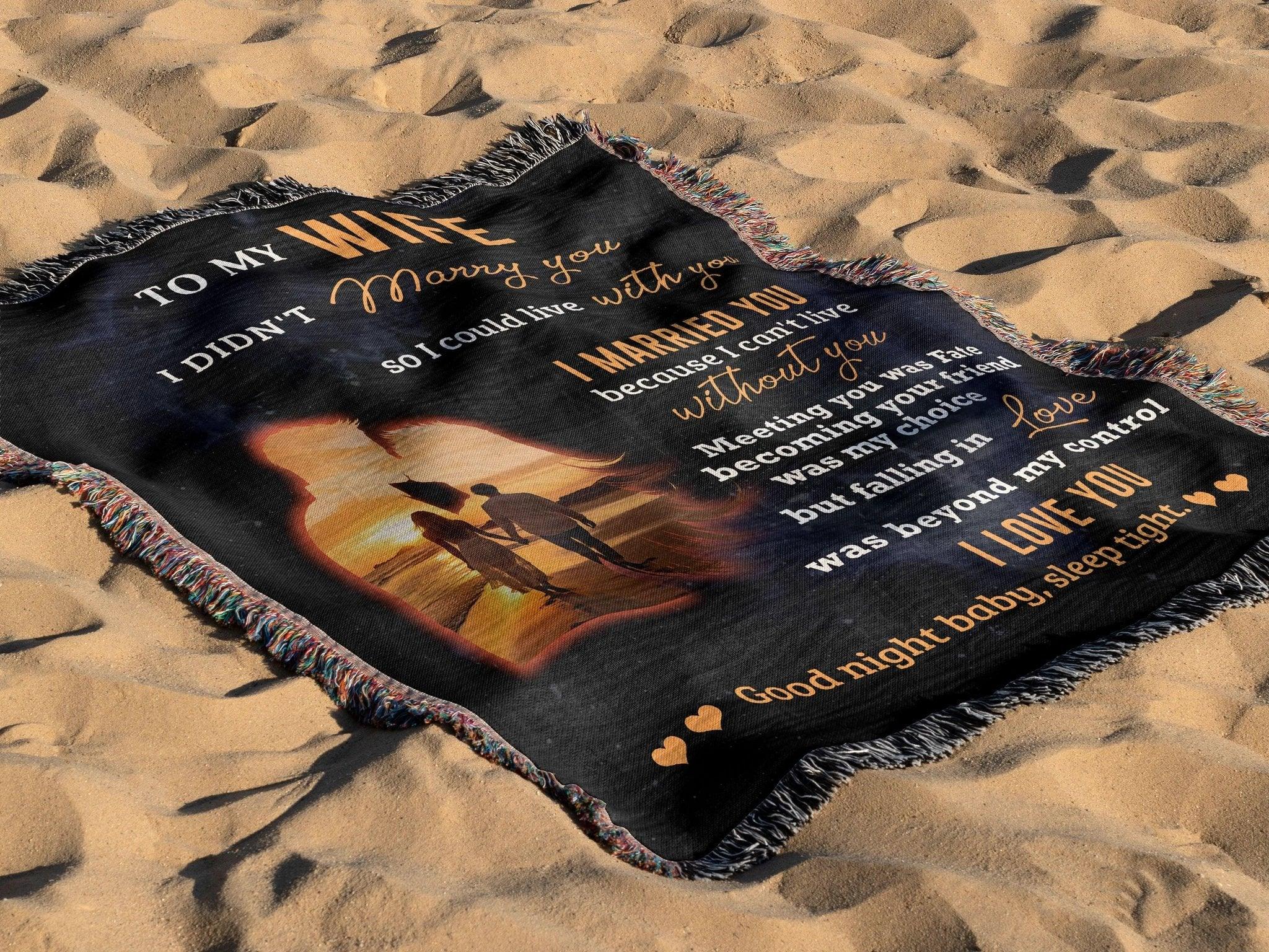 Romantic Gift for Wife - I Can't Live without You Custom Heirloom Woven Blanket