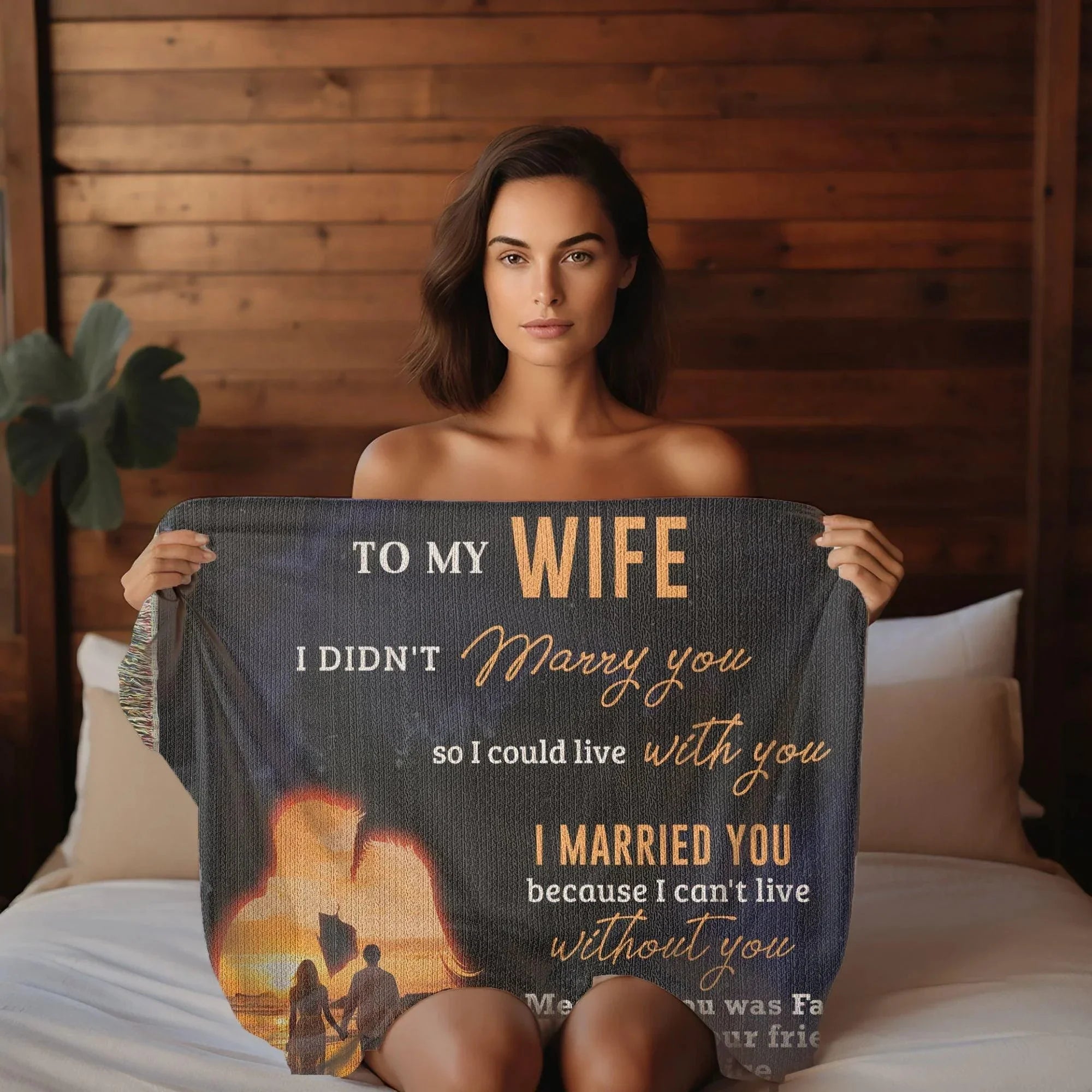 Romantic Gift for Wife - I Can't Live without You Custom Heirloom Woven Blanket