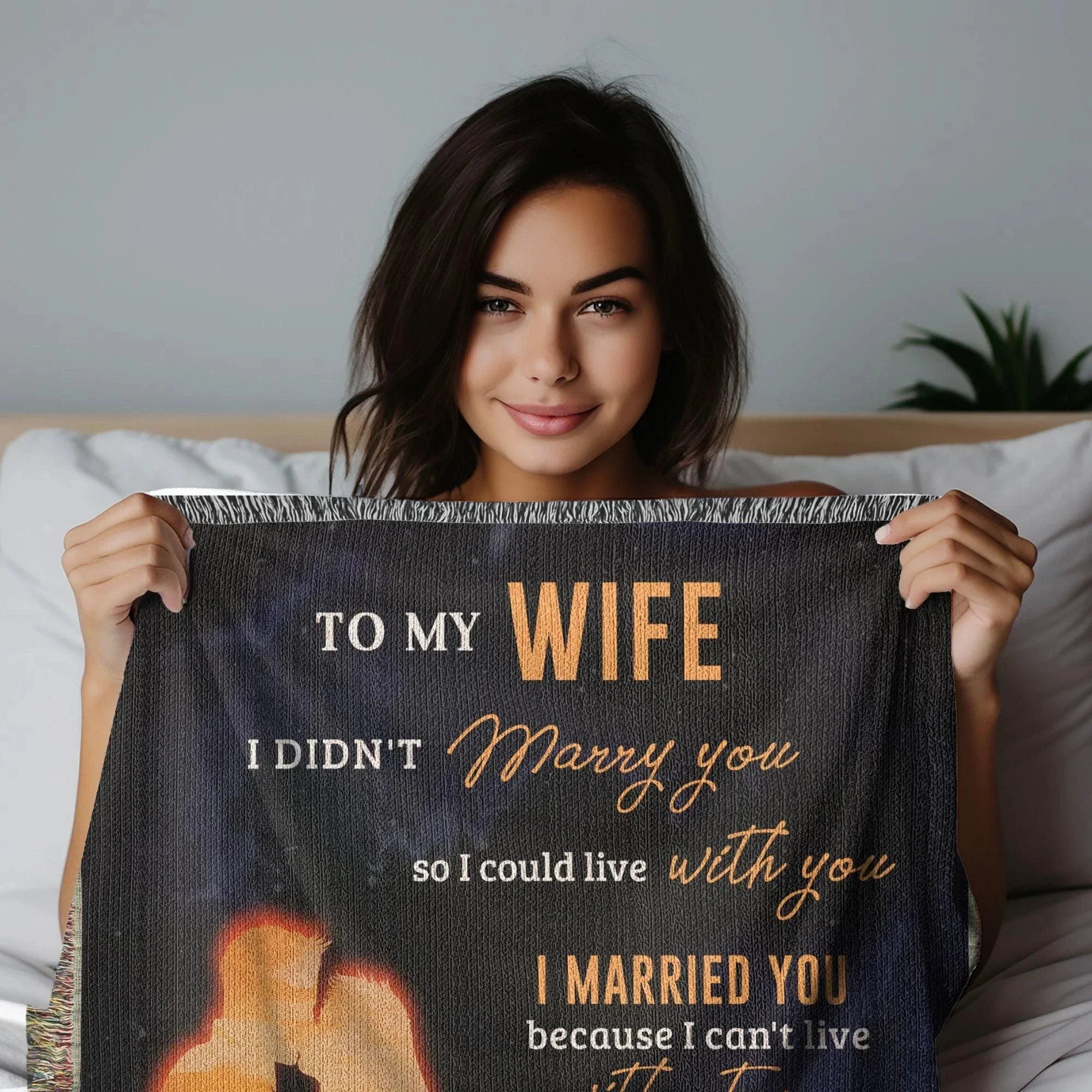 Romantic Gift for Wife - I Can't Live without You Custom Heirloom Woven Blanket
