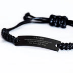 Romantic Soulmate Engraved Black Rope Bracelet - I want to be your Last Everything- Birthday, Christmas Holiday, Valentine Gifts