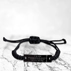 Romantic Soulmate Engraved Black Rope Bracelet - I want to be your Last Everything- Birthday, Christmas Holiday, Valentine Gifts