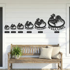 Welcome Rooster Metal Wall Art – Farmhouse Chicken Decor – Rustic Kitchen Wall Sign – Country Home Decor – Farmhouse Porch Sign