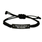 Florida Gifts from Men for Women - Rope Bracelet with 'There's No Place Like Florida' Quote, Black Stainless Steel and Interlaced Rope, Christmas Unique Gifts