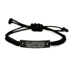 Mechanical Engineer Rope Bracelet Funny Quote Gifts from Men to Fellow Engineers, Adjustable Black genius Bracelet for Christmas Unique Gifts, I Speak Fluently In genius Rope Accessories