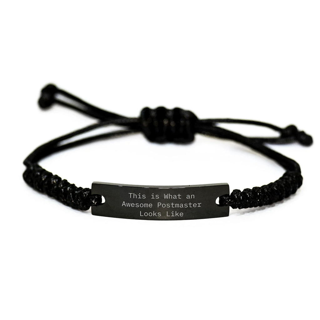 Funny Postmaster Gifts from Friends, Inspirational Quotes for Rope Bracelet, Adjustable Black Stainless Steel, Graduation Unique Gifts for Her Him