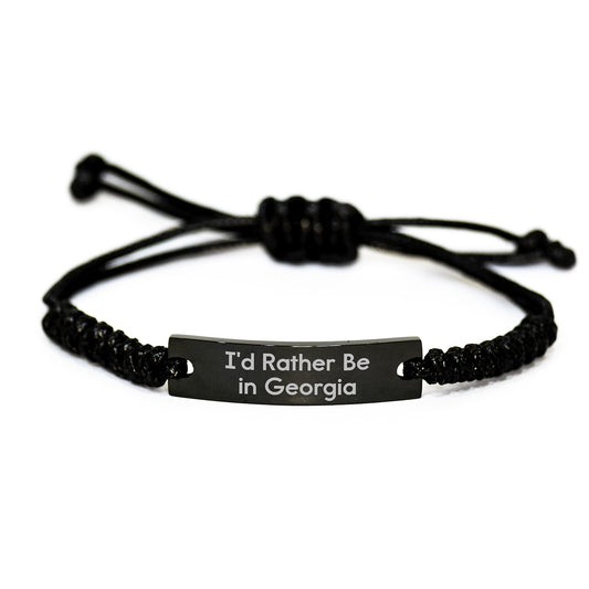 Georgia Rope Bracelet, 'I'd Rather Be In Georgia' Funny Quote, Adjustable Rope Gift for Men, Women, Friends, Coworkers, Family, Graduation Unique Gifts from - Image 1