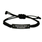 Funny Therapist Gifts for Men, Rope Bracelet Engraved with 'Therapist by Day, World's Best Dad by Night' Quote, Christmas Unique Gifts from Family