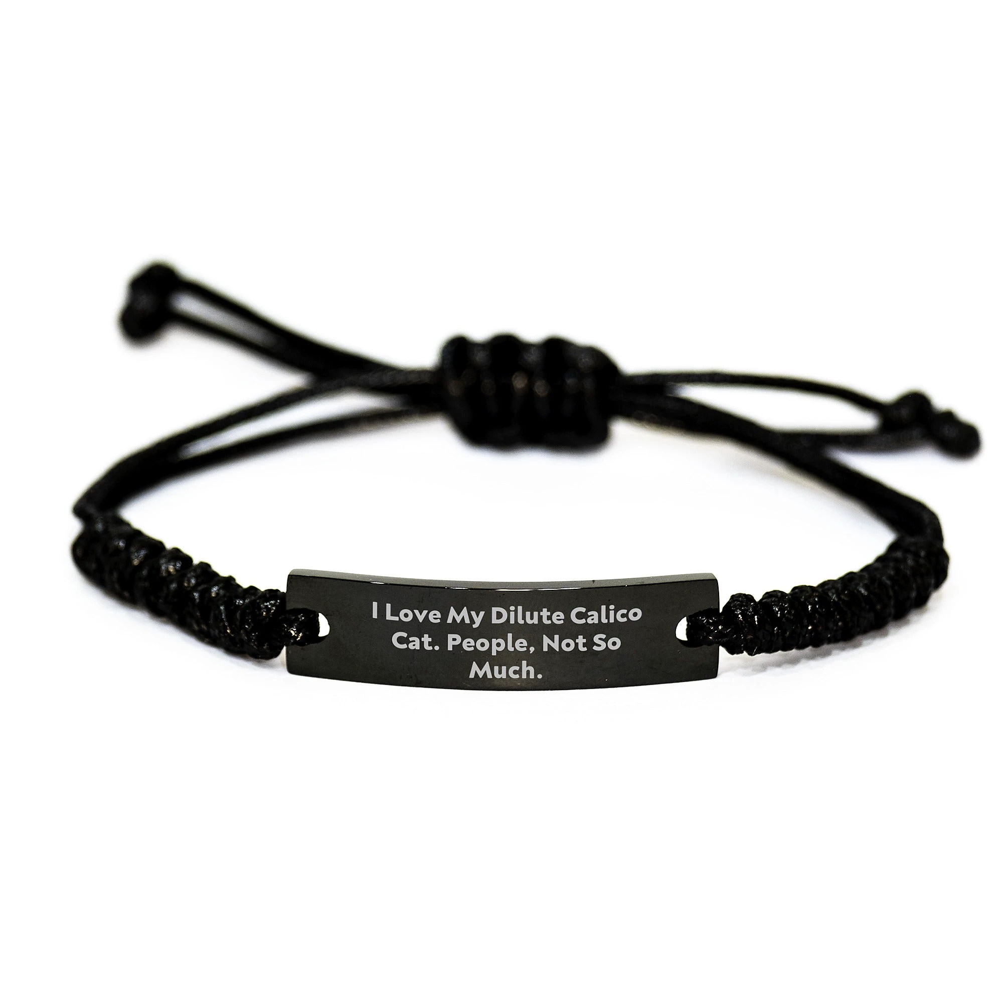 Dilute Calico Cat Rope Bracelet, Funny Quote Gifts for Her, Graduation Unique Gifts from Friends, Adjustable Black Rope Charm