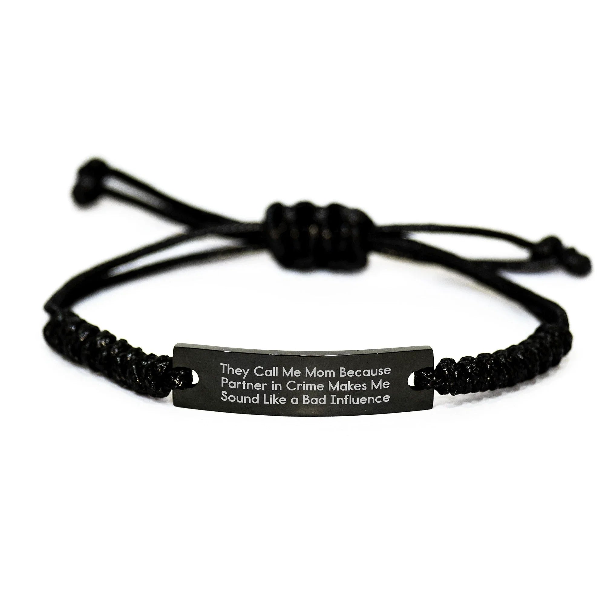 Funny Mom Gifts Rope Bracelet, Gifts from Mom to Mom, Inspirational Quote, Adjustable Black Rope, Perfect Graduation Unique Gifts for Mom, Handmade with Love