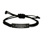 Funny Mama Rope Bracelet Gifts from Friends for Mama's Graduation Celebration, 'They Call Me Mama' Quote, Adjustable Black Rope with Stainless Steel Engraving