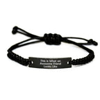 Funny Friend Gifts from Men, Women or Friends - Valentine's Unique Rope Bracelet with Quote 'This Is What An Awesome Friend Looks Like', Adjustable Black Rope Bracelet for Friends