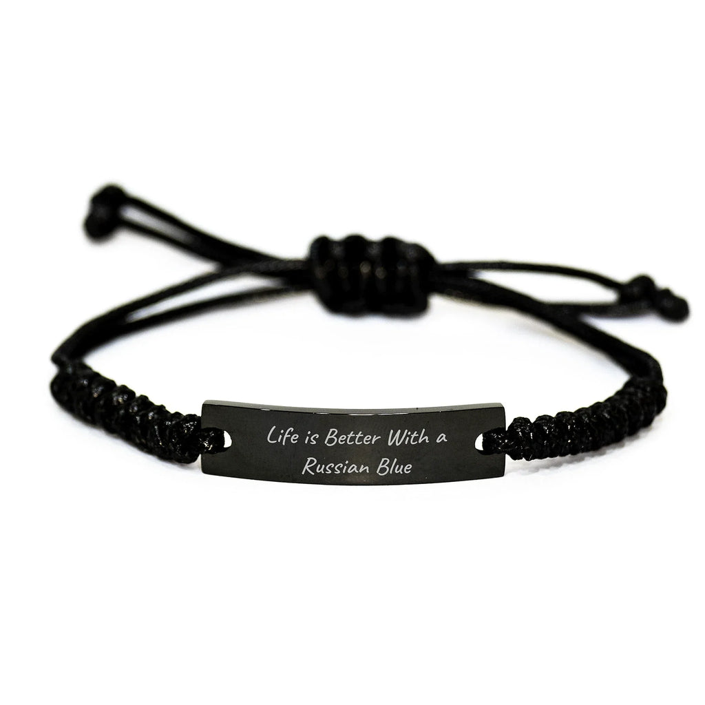 Russian Blue Cat Rope Bracelet, Funny Quote Life Is Better With A Russian Blue, Valentine's Unique Gifts for Men, Women, Friends, Coworkers, Family