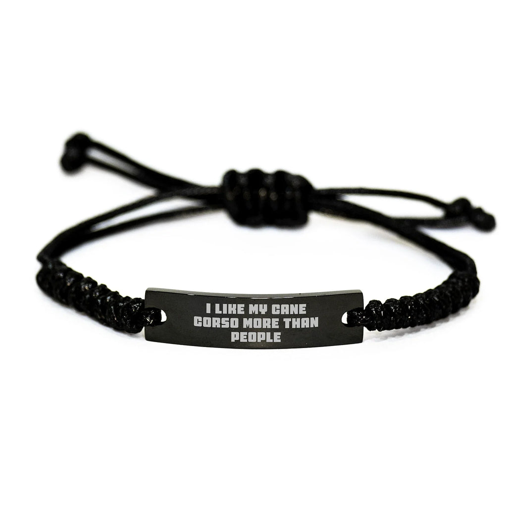 Cute Cane Corso Dog Gifts Funny Valentine's Rope Bracelet - 'I Like My Cane Corso More Than People' Gift for Friends Family