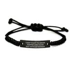 Borzoi Dog Adjustable Black Stainless Steel Interlaced Rope Bracelet