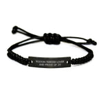 Boston Terrier Rope Bracelet Black Stainless Steel With Funny Quote