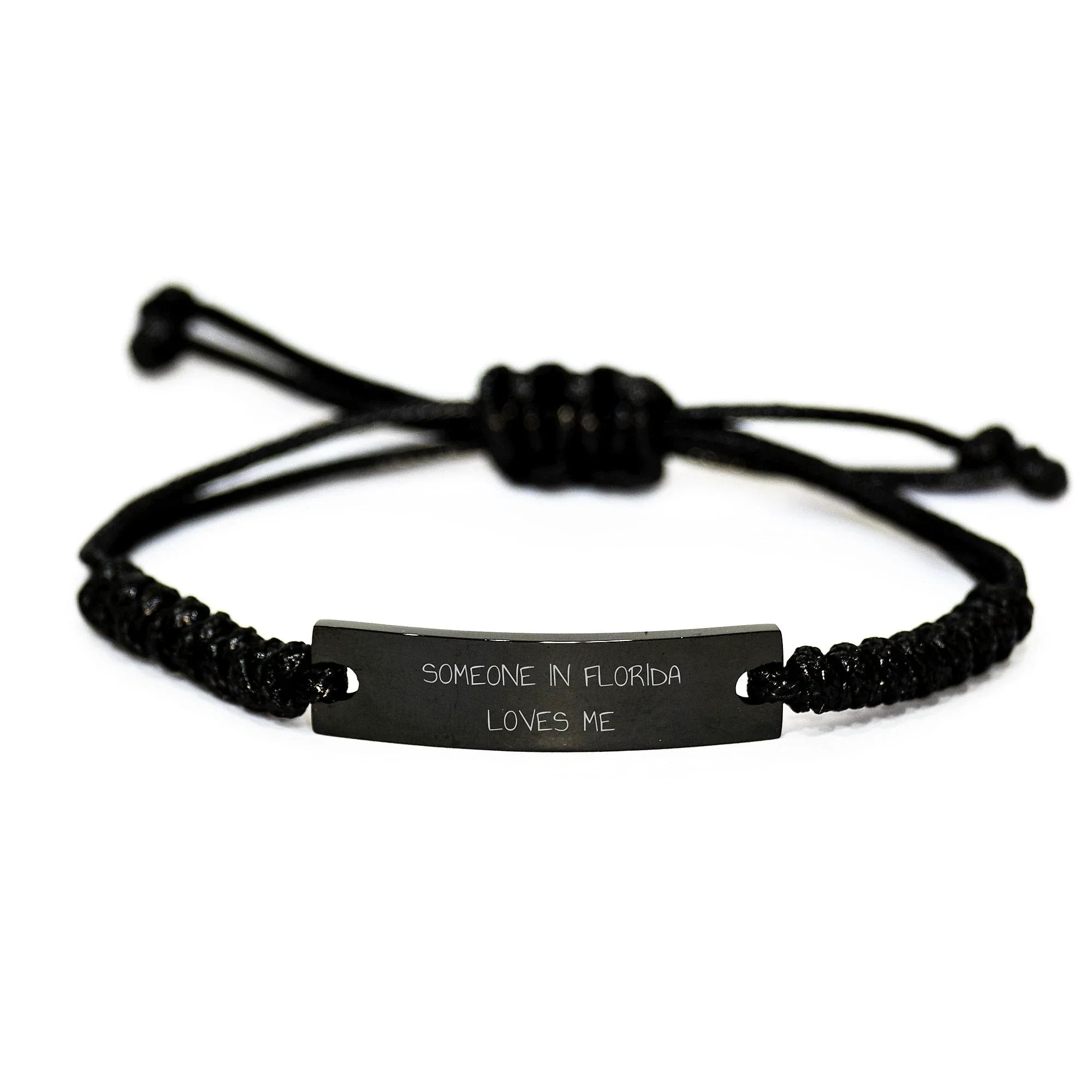 Someone in Florida Loves Me Black Rope Bracelet Engraved Gift for Women