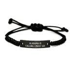 Heart Of Dixie Alabama Rope Bracelet - Adjustable Black Stainless Steel With Interlaced Rope And Cheeky Quote