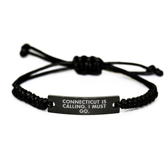 Connecticut Calling Rope Bracelet, Funny Quote Gift for Friends, Coworkers, Family, 'Connecticut Is Calling. I Must Go.' - Image 1