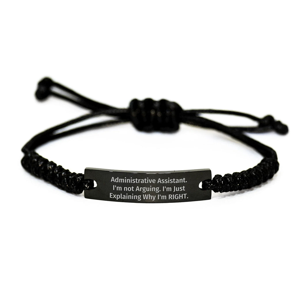 Funny Administrative Assistant Rope Bracelet Gifts from Friends to Men, Inspirational Christmas Unique Gifts for Friends, Family, Coworkers, and Men