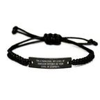 Funny Paralegal Rope Bracelet Gifts for Friends - I'm A Paralegal My Level Of Sarcasm Depends On Your Level Of Stupidity, Black Rope Men's Paralegal Accessories, Christmas Unique