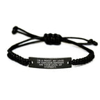Funny Priest Rope Bracelet Gifts from Friends for Men - I'm A Priest Rope Bracelet Sarcasm Black Stainless Steel Rope for Christmas Unique Gifts