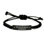 Funny Actor Gifts for Him, Officially The World's Coolest Actor Rope Bracelet, Christmas Unique Rope Jewelry Boxed