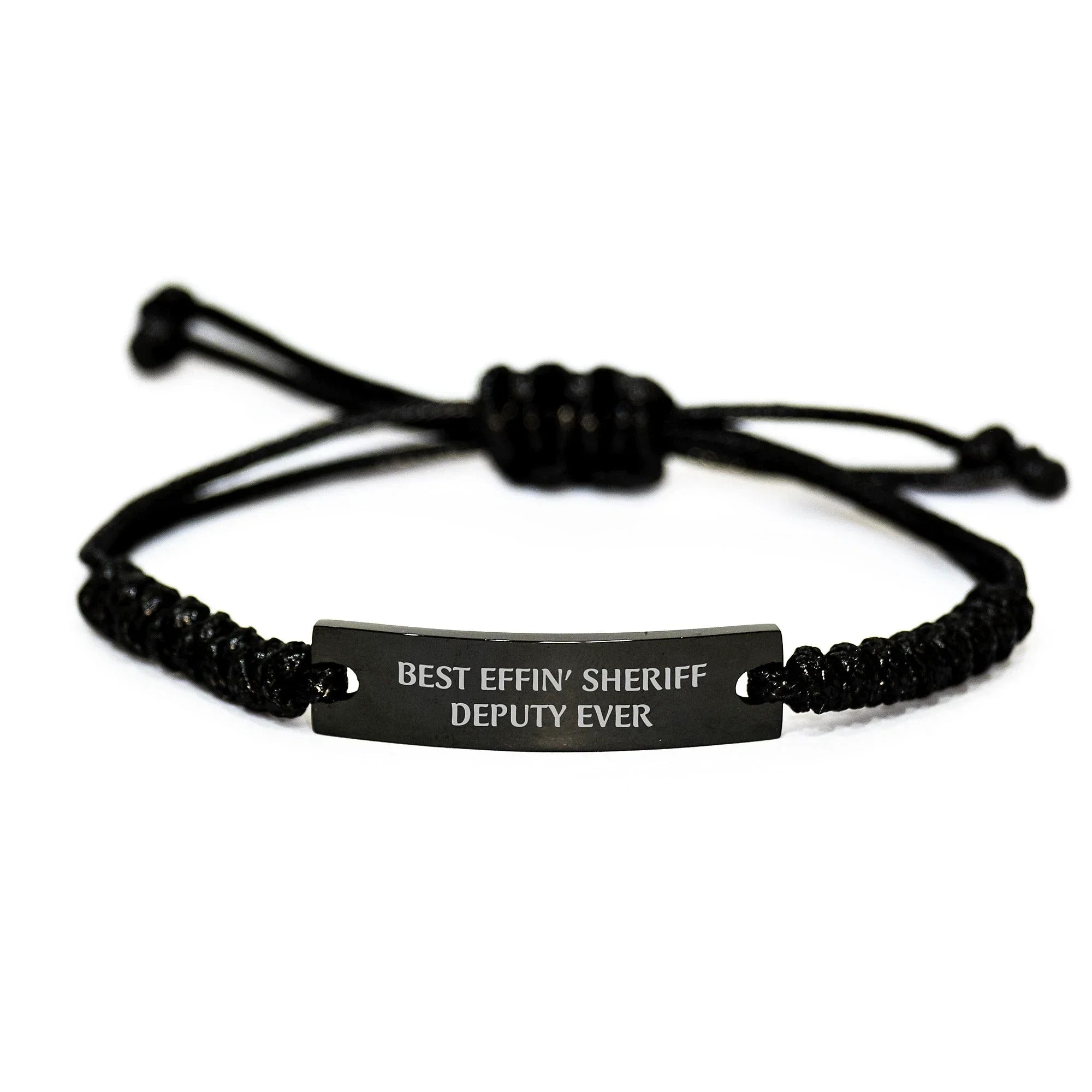 Funny Sheriff Deputy Gift Rope Bracelet, Best Effin' Sheriff Deputy Ever Quote, Men's Sheriff Deputy Christmas Unique Gifts from Family
