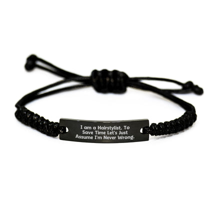 Hairstylist Rope Bracelet Gifts for Men, Funny Quote Rope Bracelet, Christmas Unique Gifts for Hairstylists from Friends or Family - Image 1