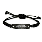 Funny Yoga Instructor Gifts from Friends to Yoga Instructors - Inspirational Rope Bracelet for Graduation, Adjustable Black Rope Charm with Black Stainless Steel Engraving, Yoga Instructor Quotes