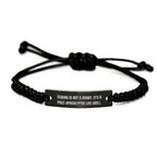 Sewing Enthusiast Gifts for Women, Funny Rope Bracelet with Inspirational Quote, Adjustable Black Rope Jewelry for Sewing Lovers, Graduation Unique Gifts from Friends