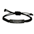 Funny Model Railroads Gifts for Him, Rope Bracelet with Black Stainless Steel Engraving, Christmas Unique Gifts from Sweetheart to Friends